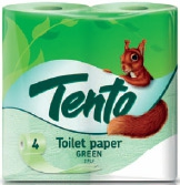 Туалетная бумага Tento Зеленый , 4шт