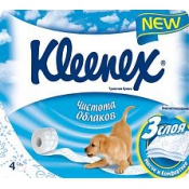 Туалетная бумага Kleenex Белая 3-слойная ,4шт