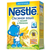Каша Nestle молочная овсяная с грушей и бананом, 250г