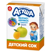 Детский сок Агуша яблоко-абрикос с мякотью, 200г
