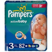 Подгузники Pampers Active baby Midi Джамбо ( 4-9кг), 82шт