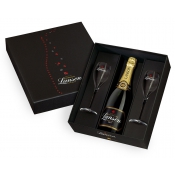 Шампанское Lanson Black Label Brut белое брют с 2 бокалами, 0.75л