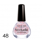 Лак для ногтей №48, NOCTUELLE, прозрачный розовый с галаграфическими блестками и звездами, VS, 6мл