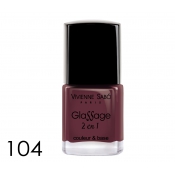 Лак для ногтей 2-в-1 №104, GLASSAGE, розово-коричневый глянцевый, VS, 8 мл