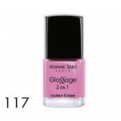 Лак для ногтей 2-в-1 №117, GLASSAGE,фиолетово-розовый глянцевый, VS, 8 мл