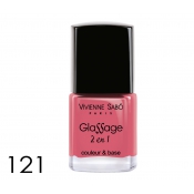 Лак для ногтей 2-в-1 №121, розово-персиковый глянцевый, GLASSAGE, VS, 8 мл 