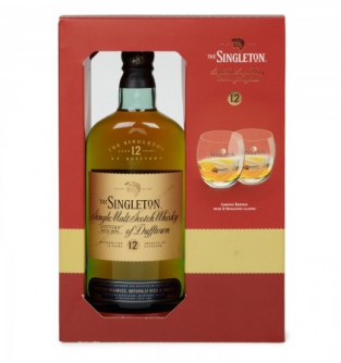 Виски Singleton 12yo (односолодовый виски) + 2 стакана в подарочной коробке, 0.7л