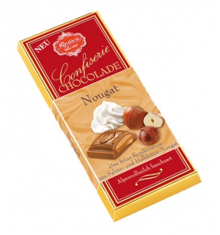 Молочный шоколад Reber Mozart с начинкой «Сливки-нуга», 100г