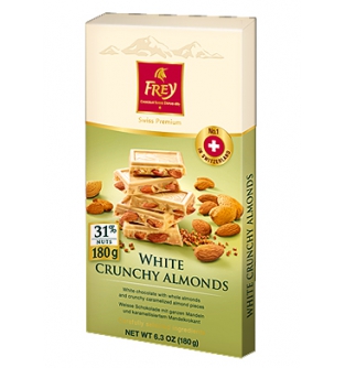 Шоколад белый Frey Crunchy Almonds с миндалем, 180г