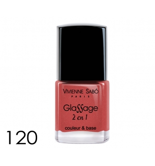 Лак для ногтей 2-в-1 №120, GLASSAGE, розово-малиновый глянцевый, VS, 8 мл